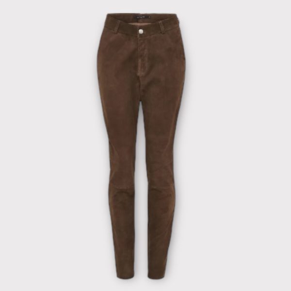 BTF CPH Leggins i ruskind med stretch Dark Brown