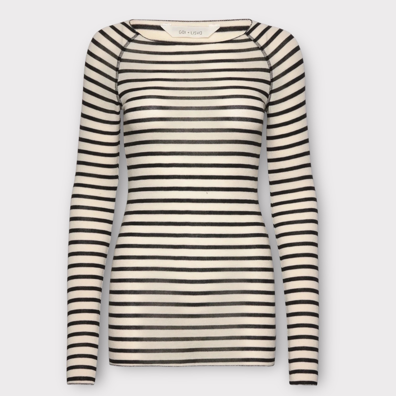 Gai+Lisva Amalie L/S Wool Top Ecru/Black 4