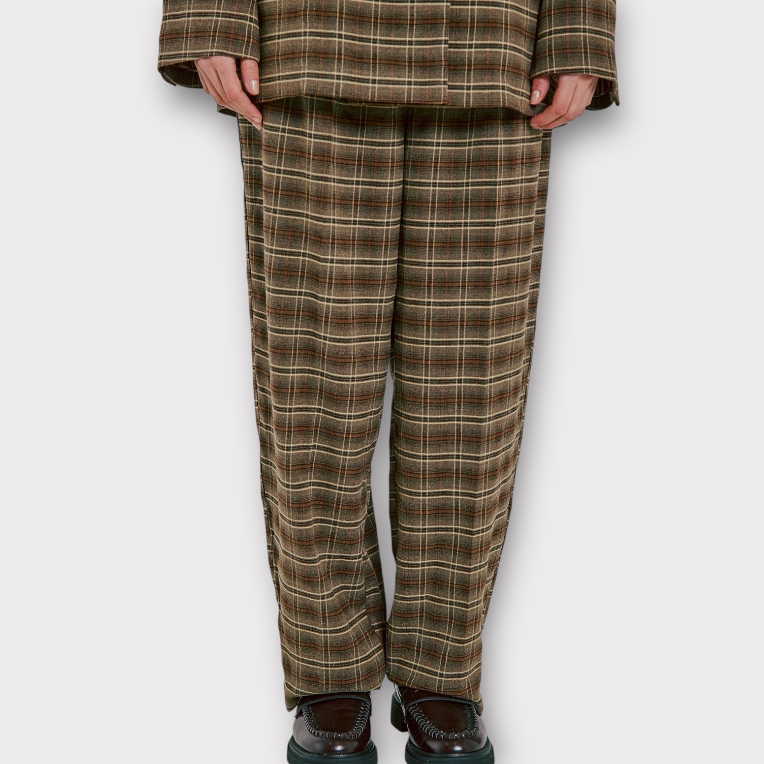 Norr Checks Pants Brown