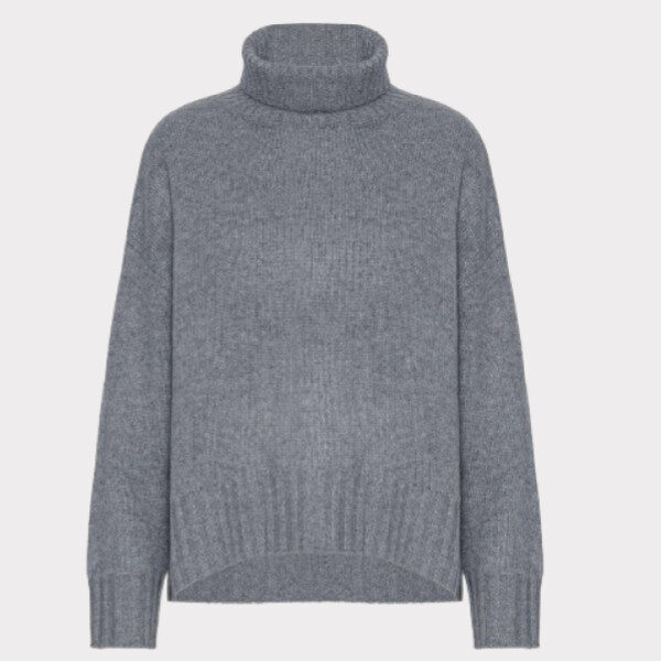 Wuth Amalie Rullekrave sweater i mørkegrå cashmere