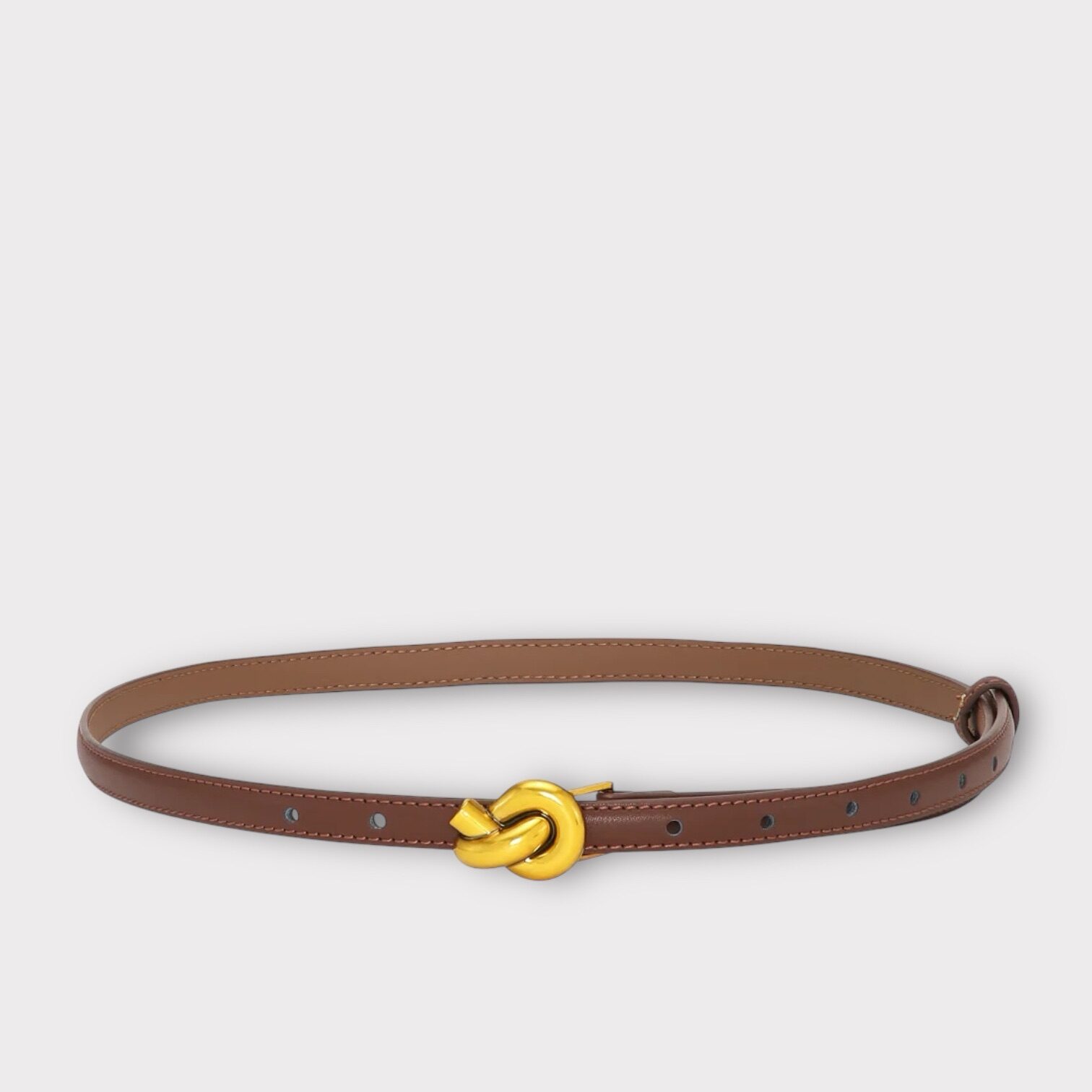 Plissé Cph Knot Belt Dark Brown/Gold
