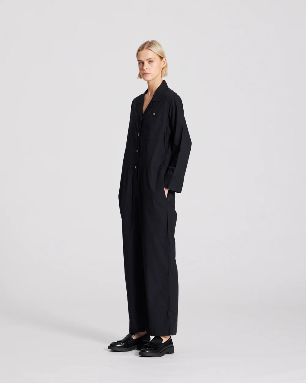 Gai + Lisva Lotus Jumpsuit Cotton Poplin Black