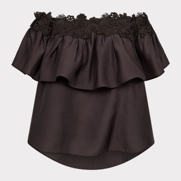 Copenhagen Muse Molly Blouse OffShoulder Mulch Brun