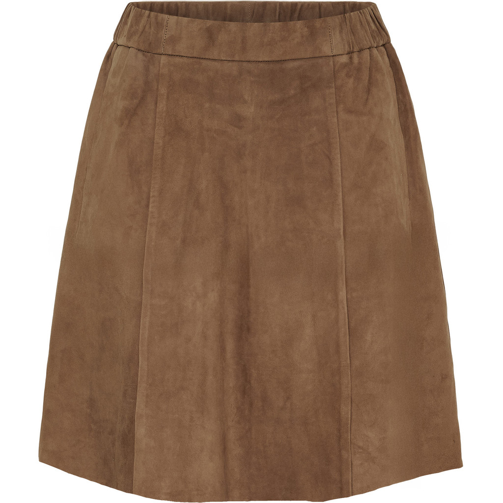 Short Suede Skirt Nude Brown