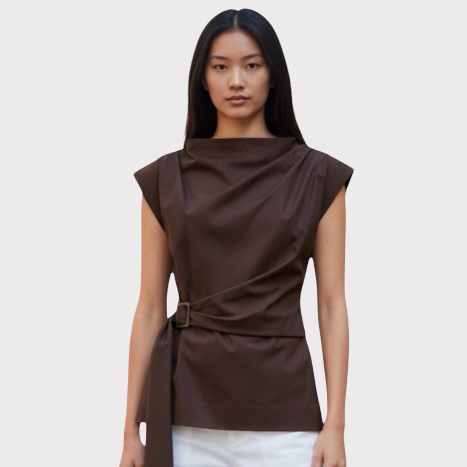 Marella Poplin Top Brown