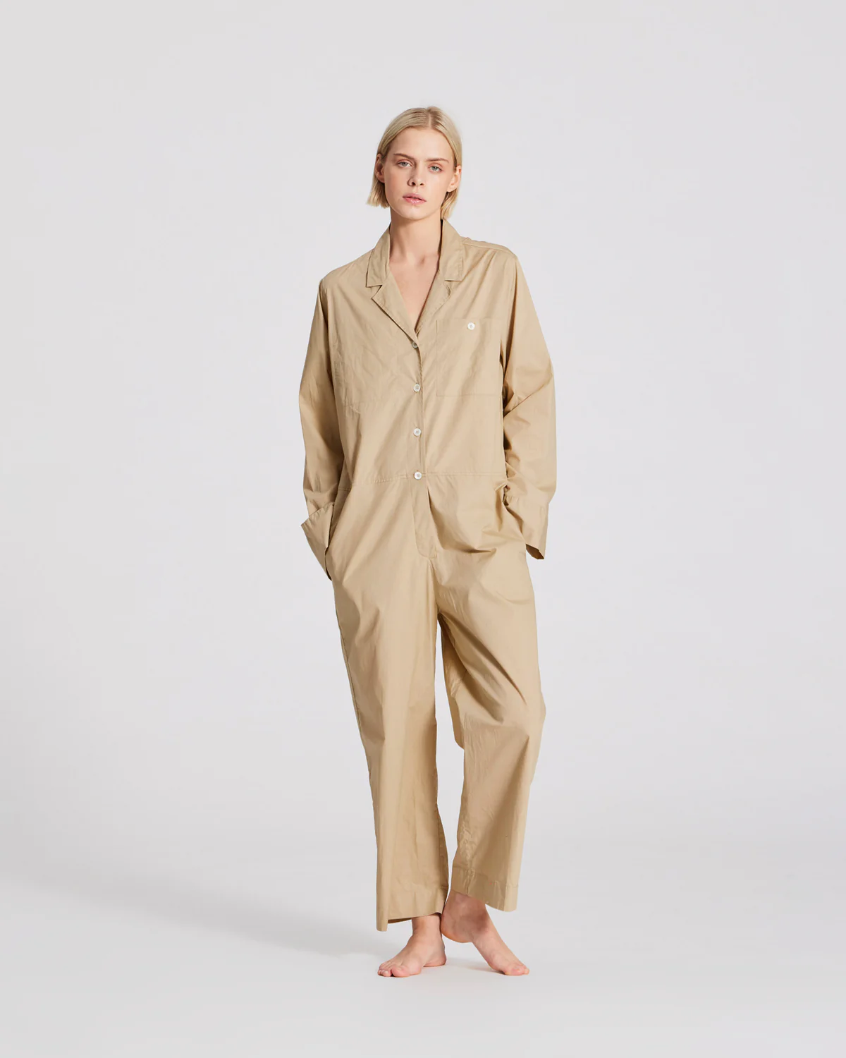 Gai+Lisva Lotus Jumpsuit Cotton Poplin i farven Chinchilla