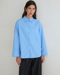YERSE Oversized Poplin Shirt Blue