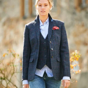 Harris Tweed Blazer Carola Scottish blue