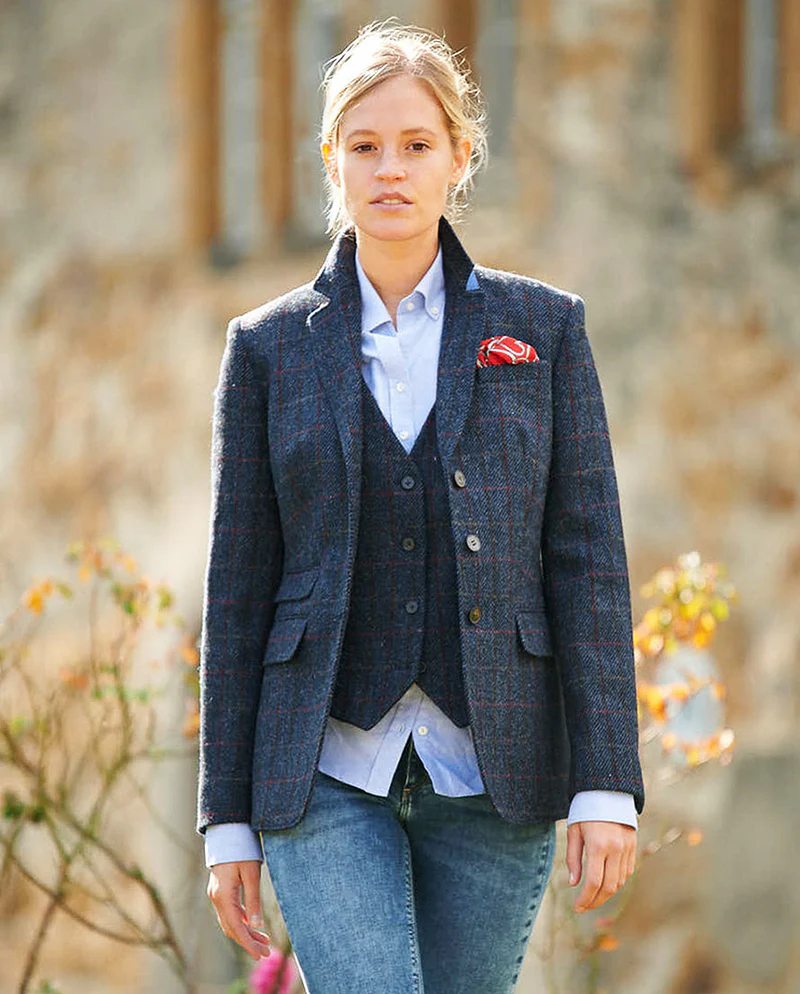 Harris Tweed Blazer Carola Scottish blue
