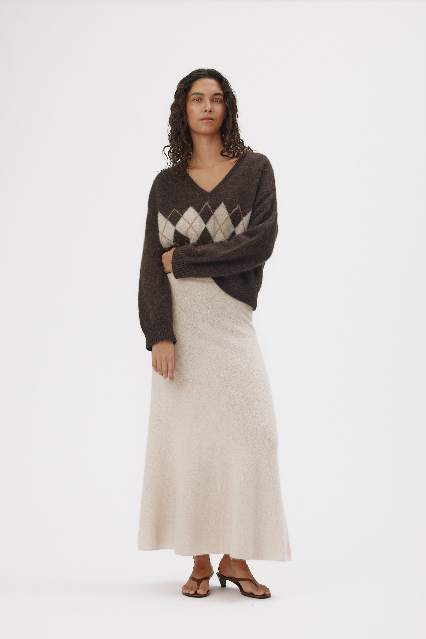 Six Ames Isabella Skirt Oatmeal Beige